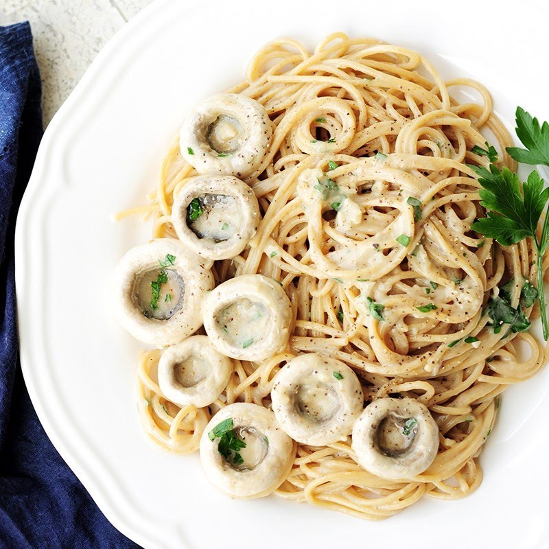 Creamy Mushroom Pasta ? Photo by Sharon Chen, CC BY 3.0, via Wikimedia Commons