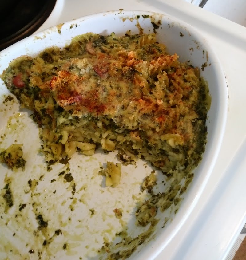 A partially eaten Glorified mac and cheese, baked in Berlin in July 2020. ? Photo by Mahagaja, CC BY-SA 4.0, via Wikimedia Commons