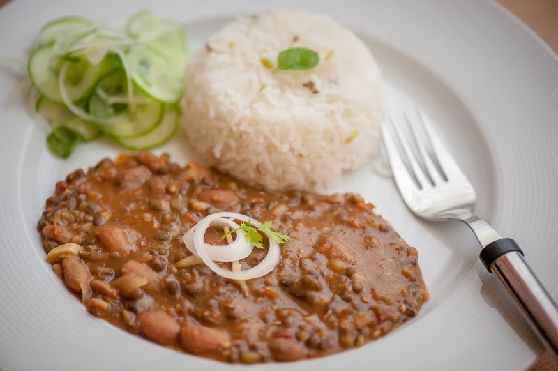Dal Makhani is a spicy and heavy dal preparation a celebrated delicacy from Punjab, made with a combination of rajma(kidney beans) and whole black gram. ? Photo by Radhikamprabhu82, CC BY-SA 4.0, via Wikimedia Commons