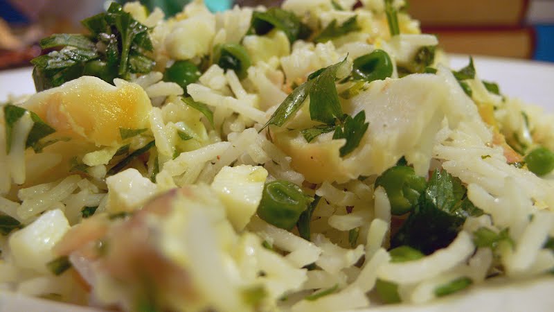 Kedgeree, a popular breakfast dish in the Victorian era. ? Photo by User:Justinc, CC BY-SA 2.0, via Wikimedia Commons