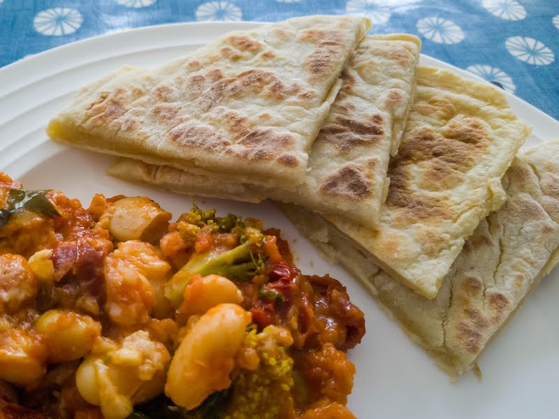 Some potato scones accompany a vegetable bake. ? Photo by Colin, CC BY-SA 4.0, via Wikimedia Commons