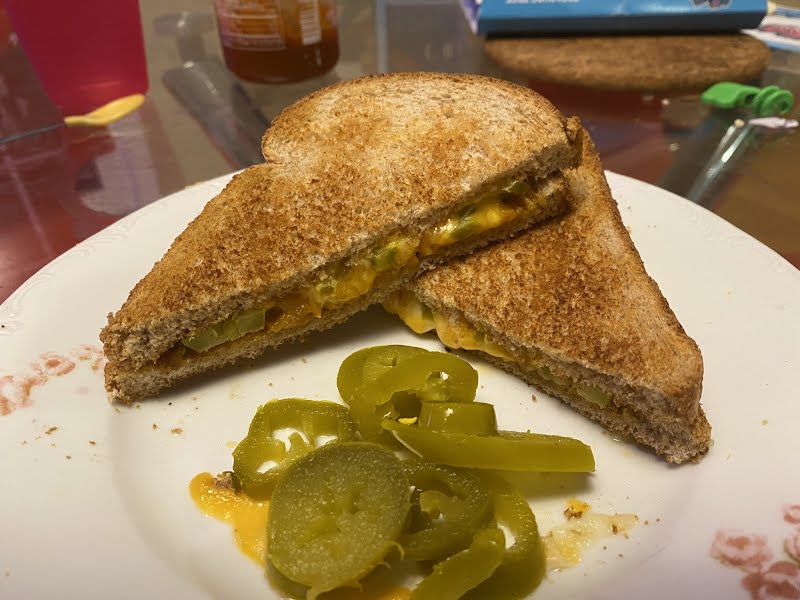 made using the express method, with some pickled jalape�os on the side
