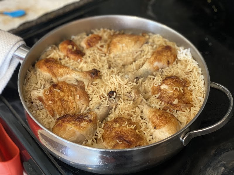 chicken thighs and drumsticks with white rice