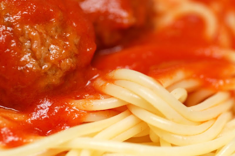 Spaghetti and Meatballs ? Photo by Shot_by_Cam, CC BY 2.0, via Wikimedia Commons