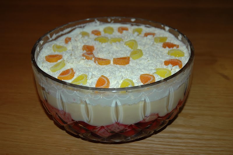 I made this raspberry sherry trifle and took this photo of it. ? Photo by --Ben 18:33, 25 March 2006 (UTC), Public domain, via Wikimedia Commons