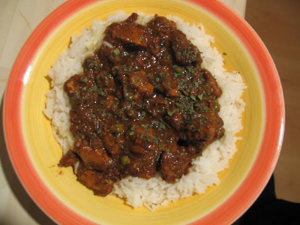 A recently prepared chicken vindaloo, a very hot and spicy curry ? Photo by Carpathia at English Wikibooks, Public domain, via Wikimedia Commons