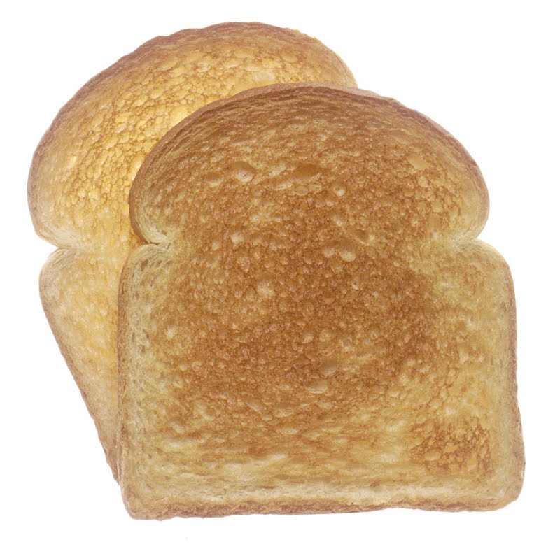 two slices of toasted white bread ? Photo by Unknown authorUnknown author, Public domain, via Wikimedia Commons